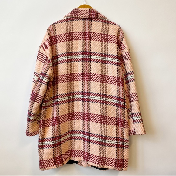 Stradivarius Plaid Checked Tweed Style Coat - Picture 3 of 10